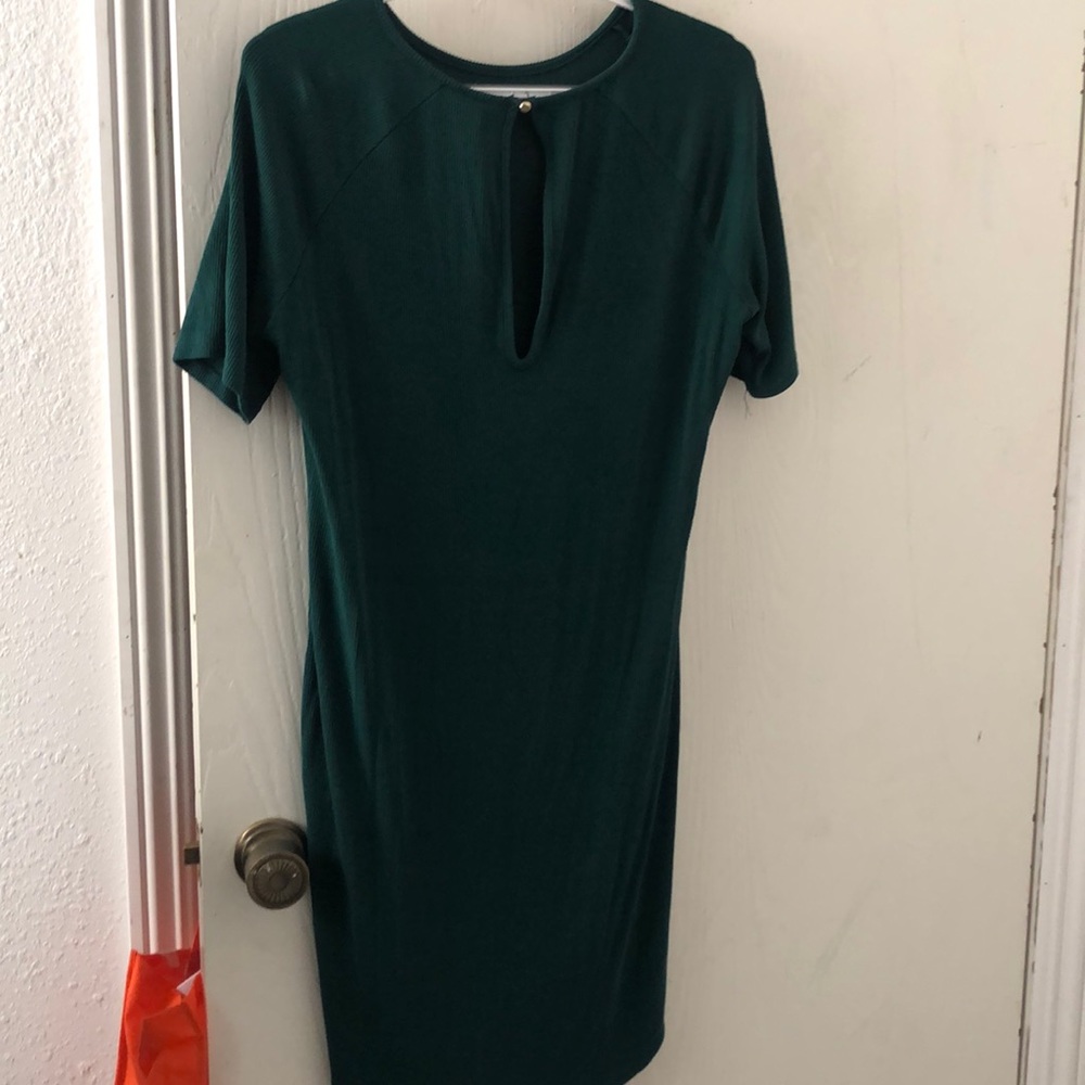 H&M dark green dress, mid knee